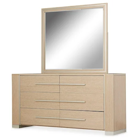 Contemporary 6-Drawer Dresser with Felt-Lined Drawers and Hidden Jewelry Storage